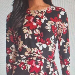 Kasper Tie front top. Black multi size M. New with tags.